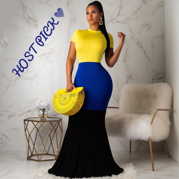 black with yellow dress